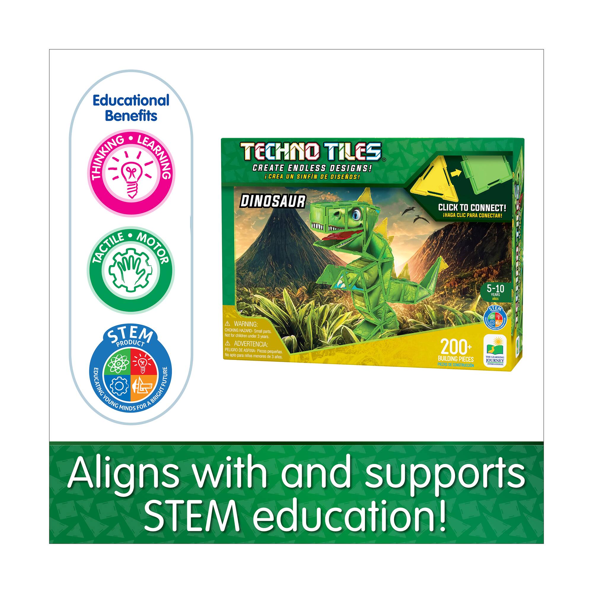 Techno Tiles - Dinosaur: 200+ Pcs